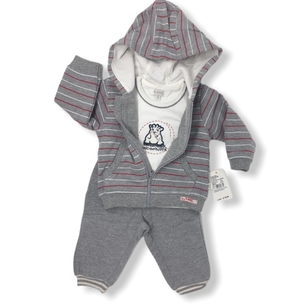 Kanz Baby Boys 3pcs Tracksuit Gray Stripe NEW